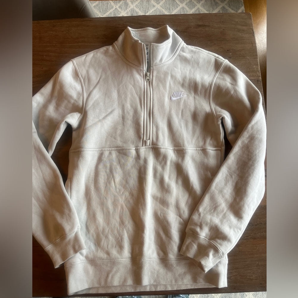 Nike Men's Cream quarter zip sweatshirt